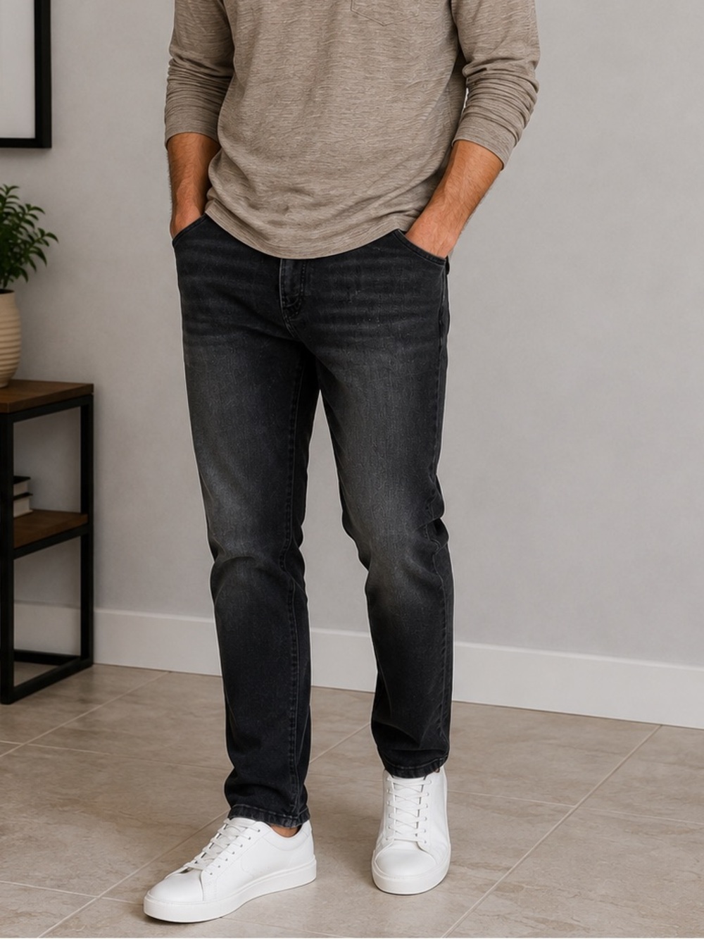 Express Men's Black Washed Jeans